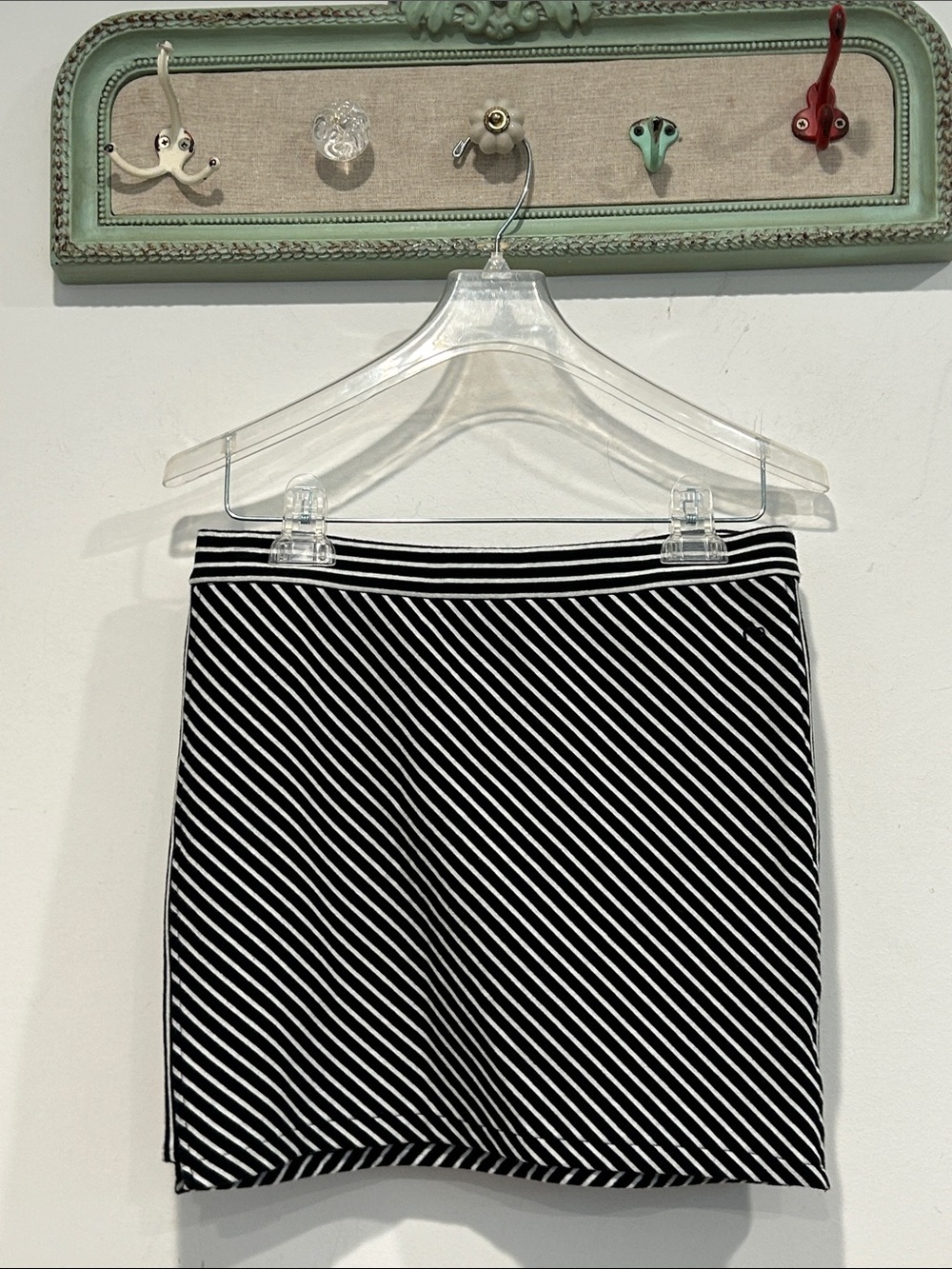 rag & bone Black and White Diagonal Stripe Mini Skirt women’s medium cotton